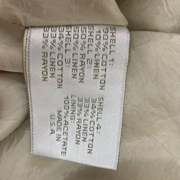 Vintage Express Linen Blazer XS Mixed Texture Beige Shoulder Pads USA 🌾✨ - Picture 15 of 16